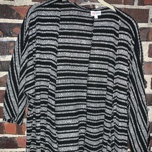 Lularoe Black and Gray Striped Cardigan